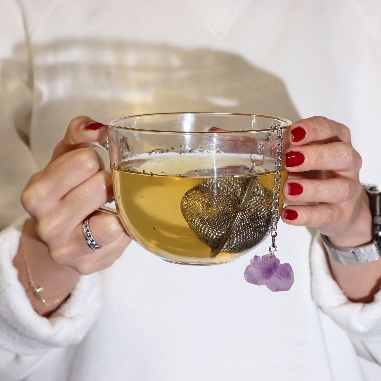 Colador de té de piedras preciosas de cristal crudo - Cuarzo de roca