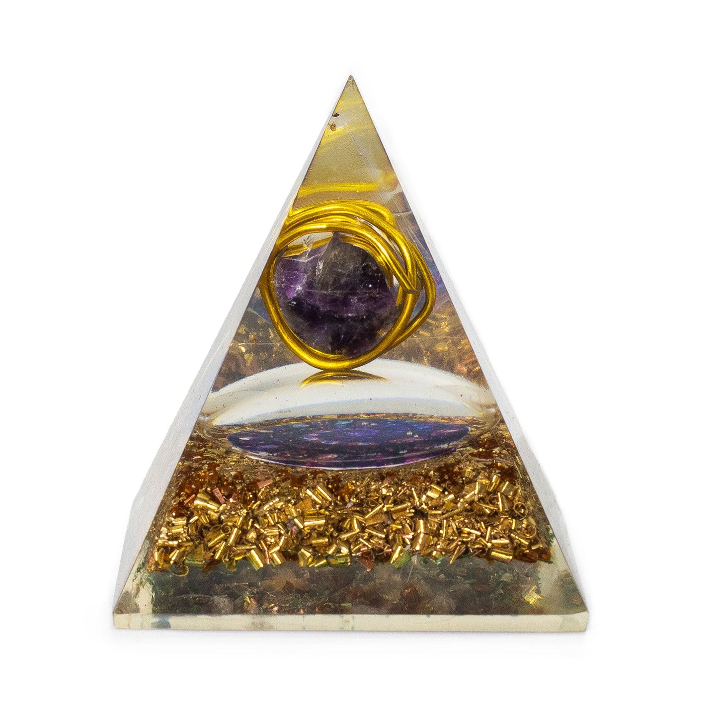Med Organite Pirámides 7x6 cm - Amatista envuelta - Virutas de cobre