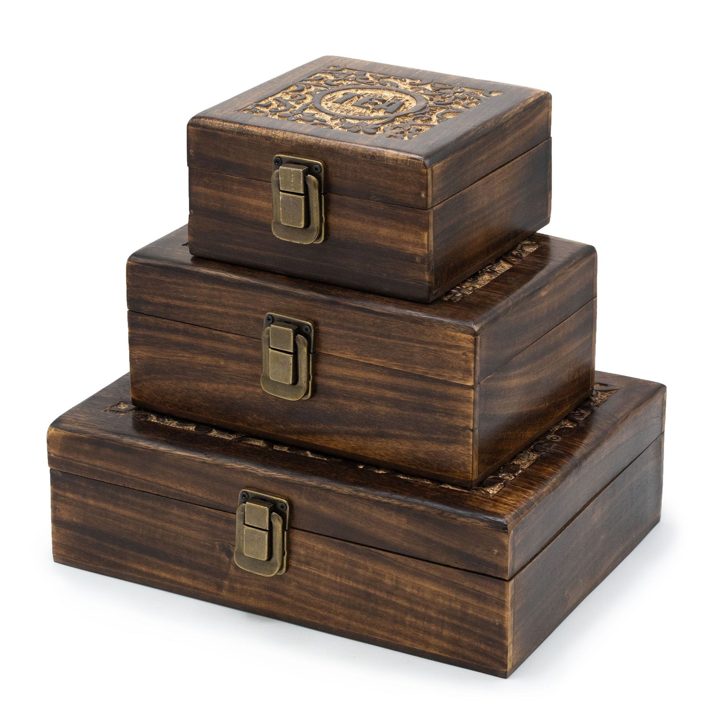 Caja de té tallada  (4 compartimentos)
