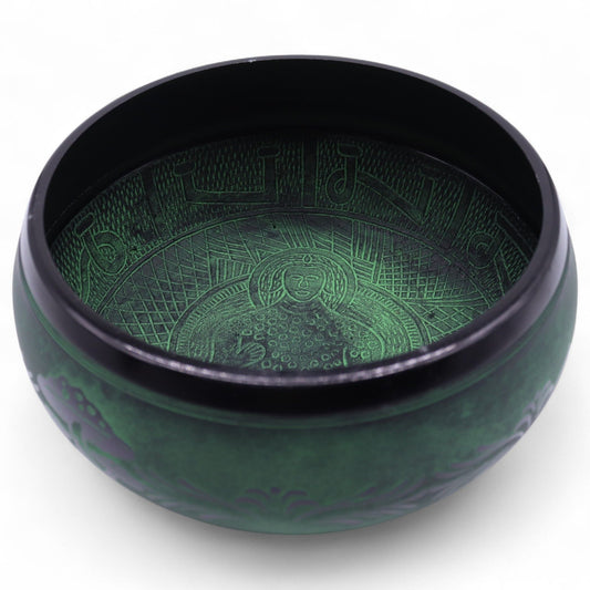 Cuenco tibetano de canto con forma de hongo - Verde musgo (23x10,5 cm, 1,3 kg)