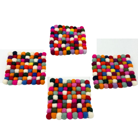 Posavasos cuadrados de fieltro de 10 cm, multicolor (juego de 4)
