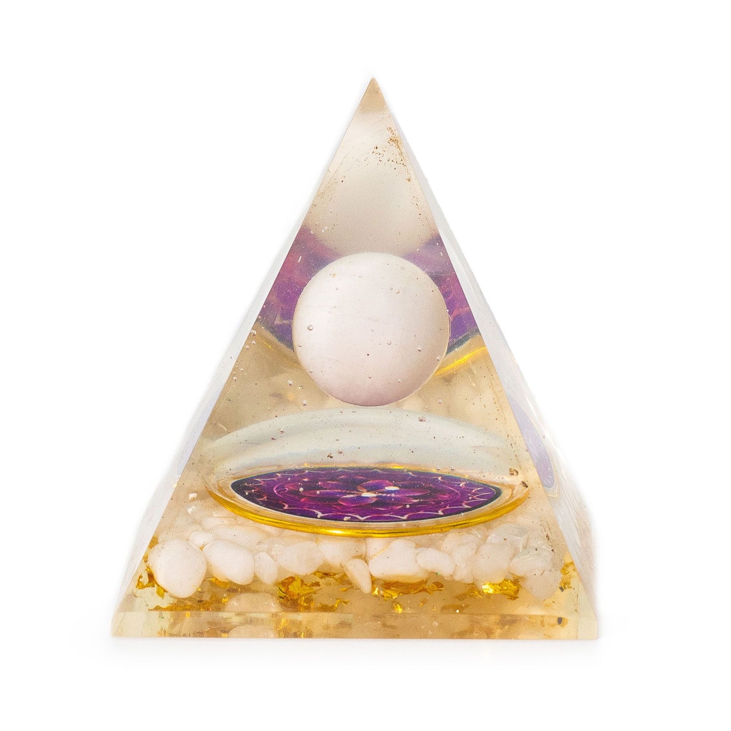 Pirámides de orgonita medianas 7x6 cm - Esfera de cuarzo flotante - Trozos de cuarzo
