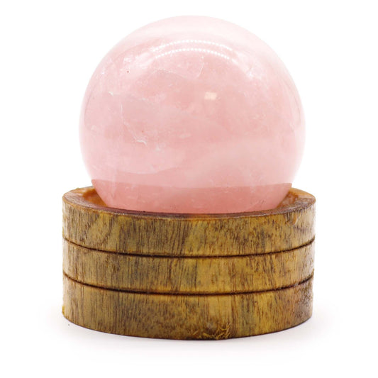 Esfera de cristal de cuarzo rosa de 50 mm con soporte