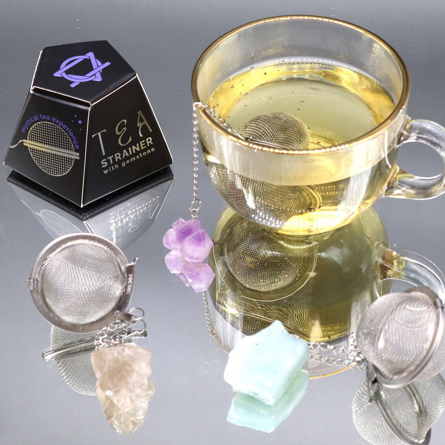 Colador de té de piedras preciosas de cristal crudo - Cuarzo de roca