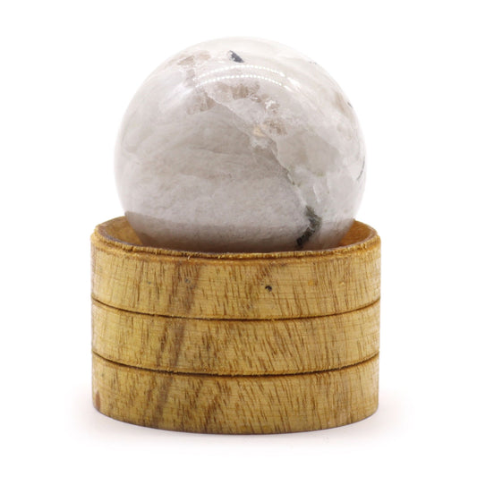 Esfera de cristal de 40 mm - Piedra lunar india con soporte