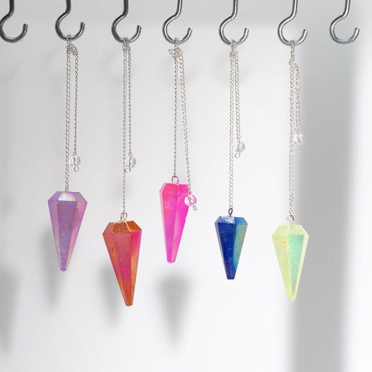 Péndulo de seis caras - Cristal Aurora Verde Pálido - 4 cm