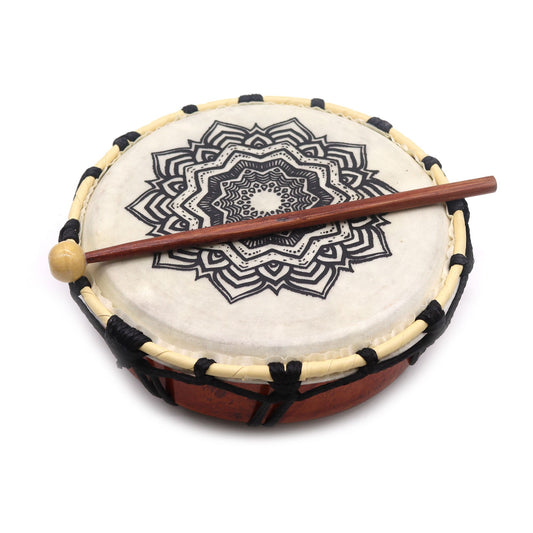 Tambor Chamánico Mandala con Baqueta - 20cm