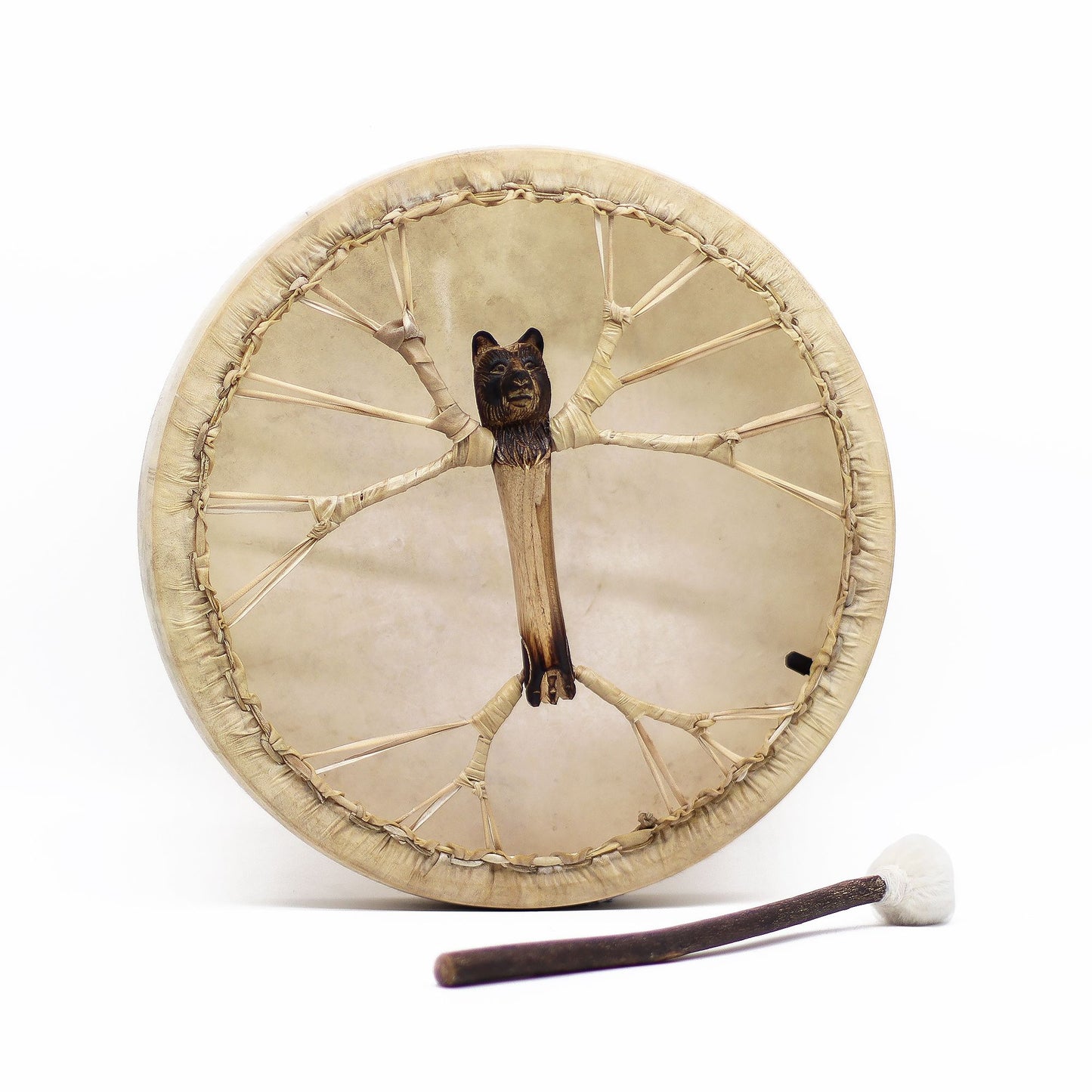 Espíritu del Oso - Tambor Chamán y Baqueta - Afinable - 40 cm