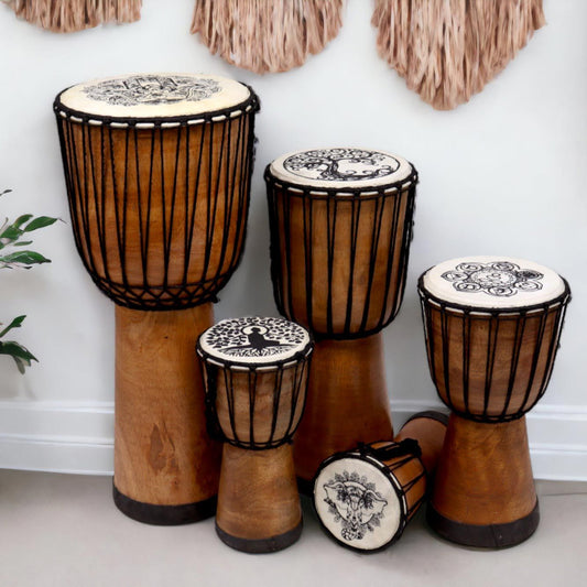 Tambor Djembe hecho a mano con tapa ancha - 30cm